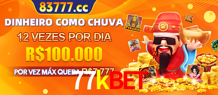 Banner do programa de recompensas Recomende para amigos do 77kbet, detalhando os bônus por convidar amigos, com prêmios que chegam a R$288.888.
